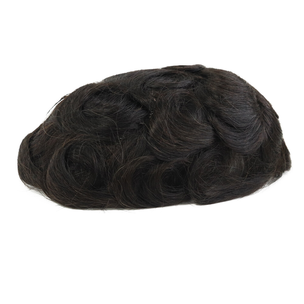 Men Toupee Hairpiece French Lace Hair System Replacement Men Poly Skin Wig Brown