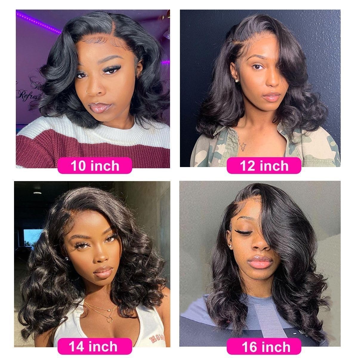 12” Body Wave Lace Frontal – Invisible, Breathable, Natural Black