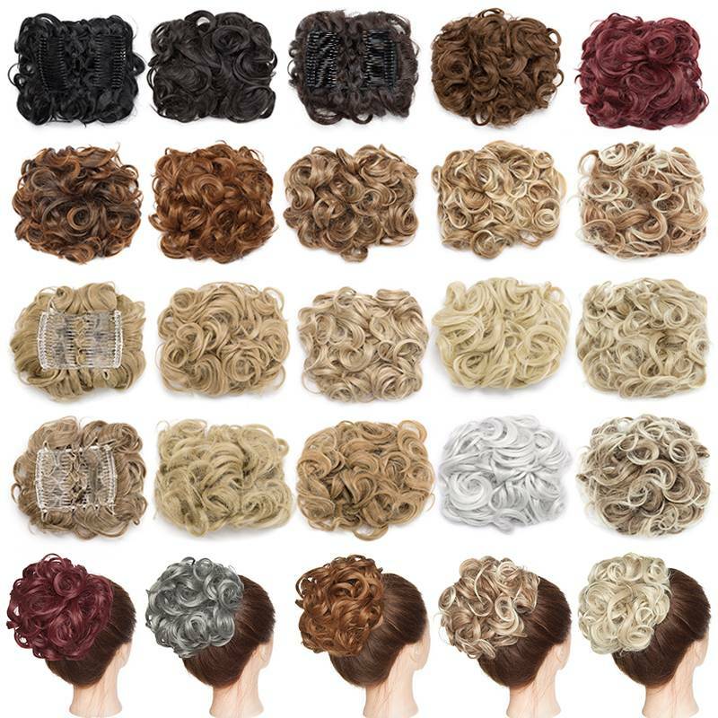 Updo Clip in Scrunchie Ponytail Messy Bun Chignon Clip in Hair Extension Wedding