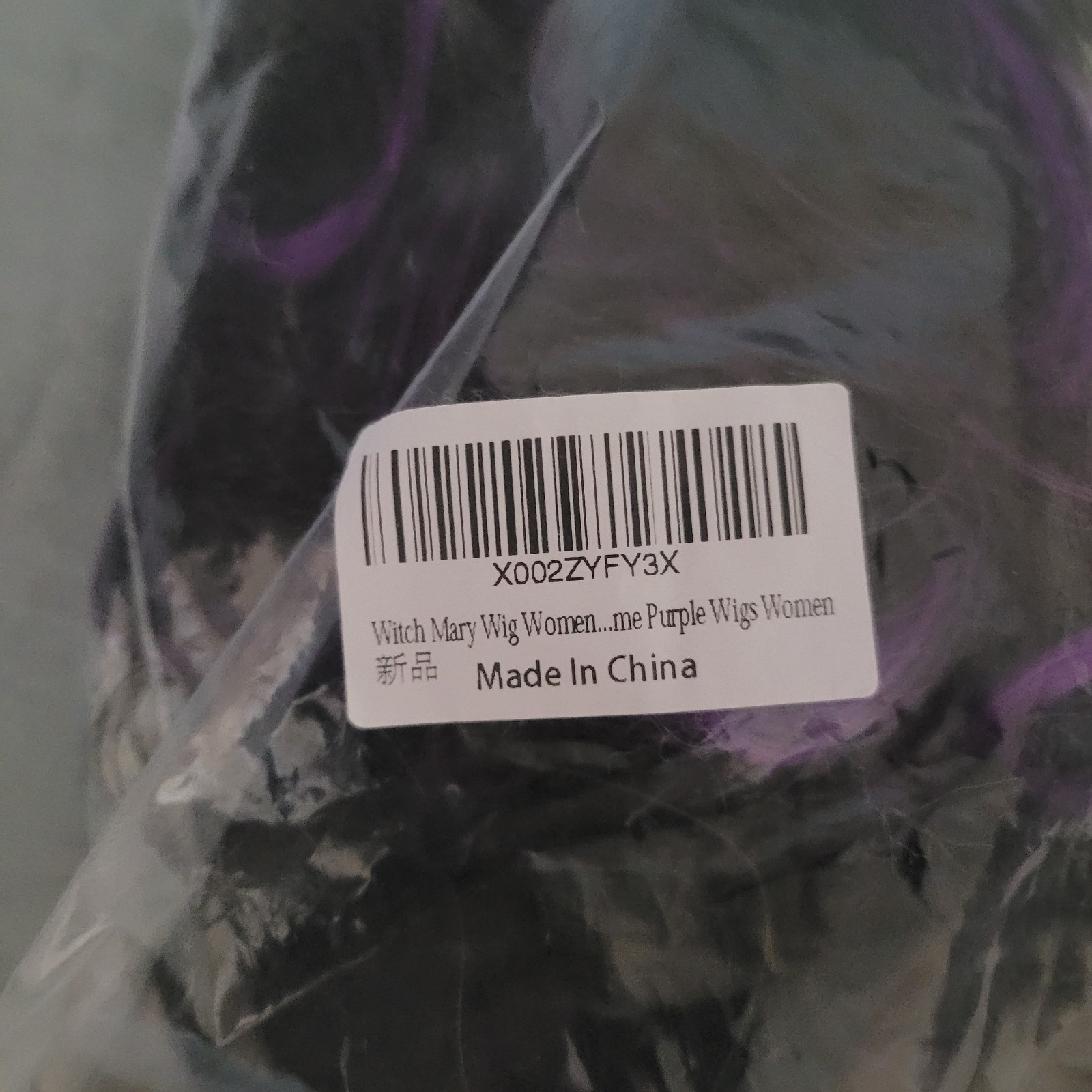Hocus Pocus Witch Wig Black Purple Braid Highlight Long Curly Cosplay Wavy