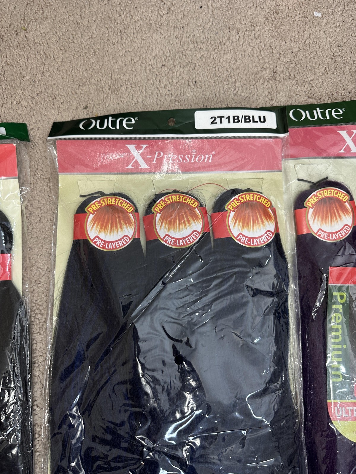 Outre X-Pression 3X Pre-Stretched 52 Braid Extensions 4 Pack Black Blue Purple