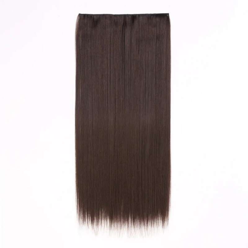 24in Synthetic Long Straight Clip In One Piece Hair Extension 5 Clips Fake Hair