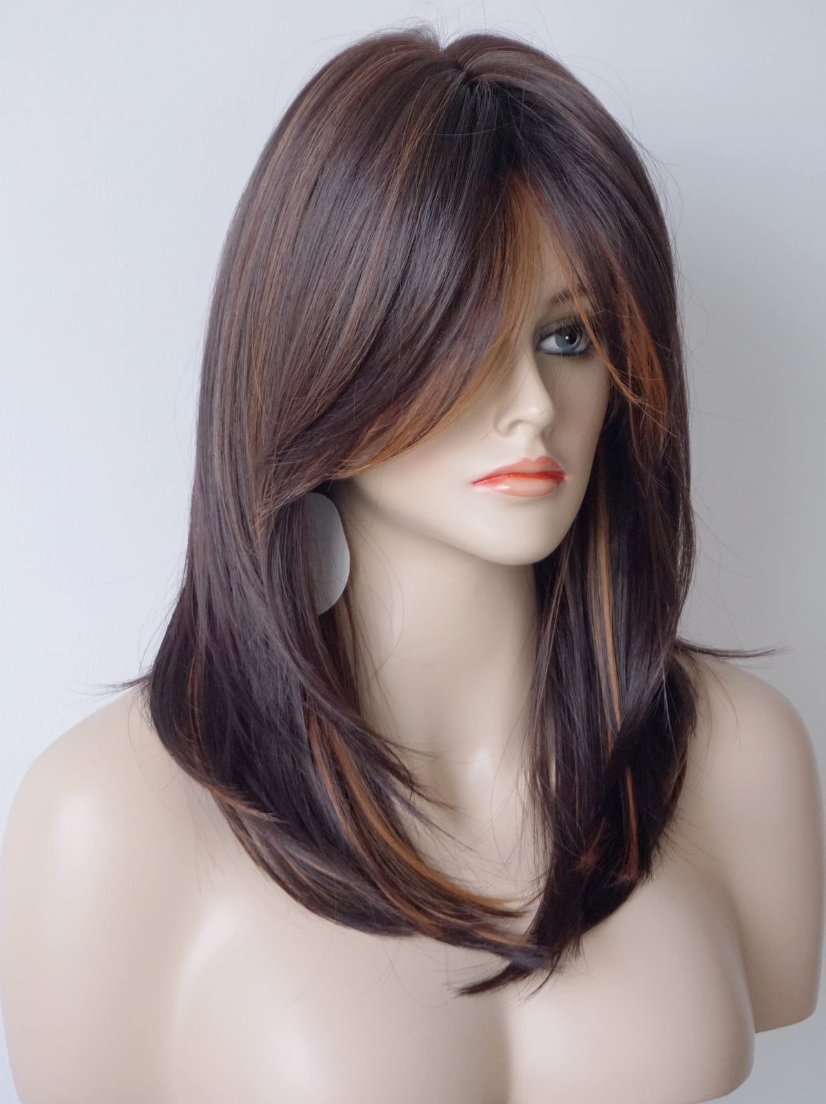 womens wigs for white women Medium Length wig Layered Wigs Light Brown Color …