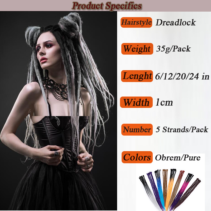Hip-pop Wool Dreadlocks Crochet Single Ended Braided Hair Extensions Dreads Afro