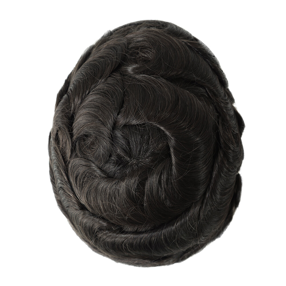 Mens Human Hair Systems French Lace Front Mono Top Toupee Hairpiece Versalite#1B