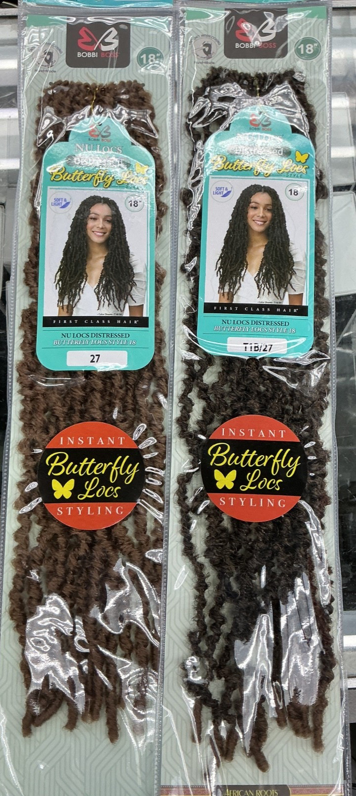 NU LOCS DISTRESSED BUTTERFLY LOCS STYLE 18” 7PACK #27, #T1B/27 READ Description