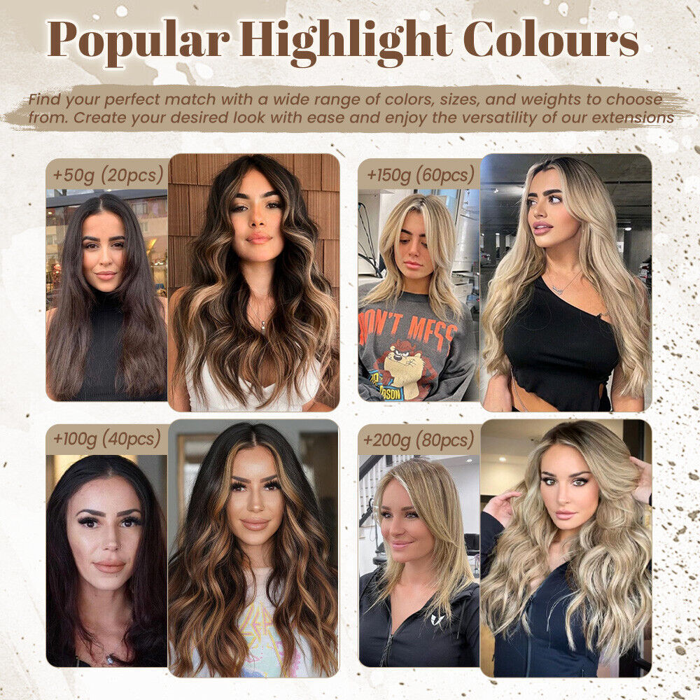 Ombre 40PCS THICK Tape In Russian Remy Human Hair Extensions Full Head Skin Weft
