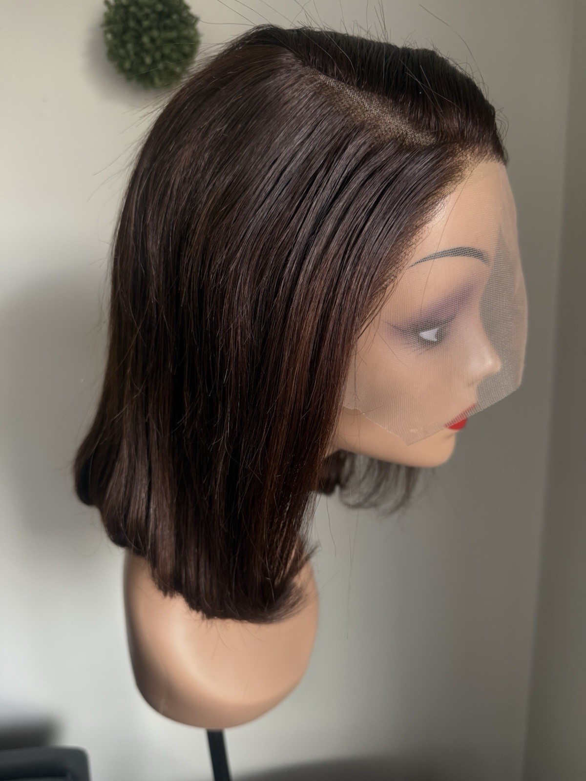 Women’s Dark Brown Straight Bob Lace Front human hair 12”
