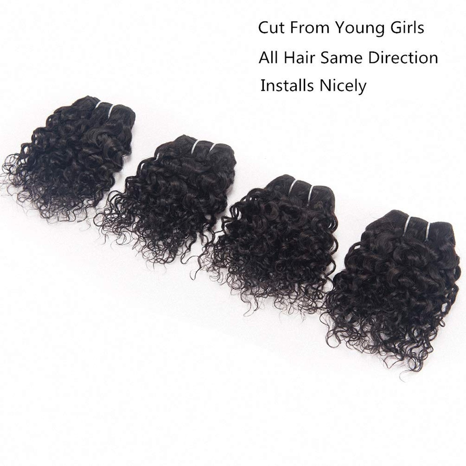Brazilian Jerry Curl Human Hair Weave 4 Bundles 8 Inch Short Kinky Curly Smal…