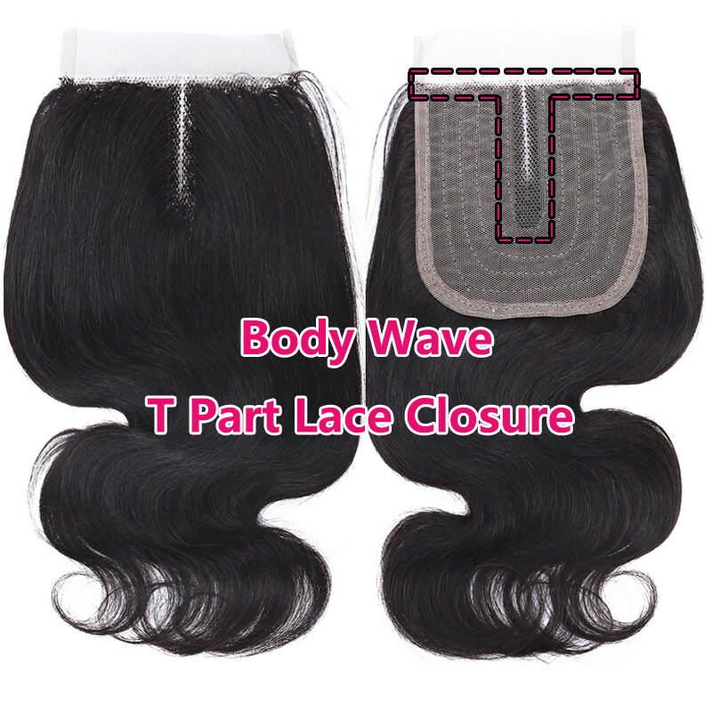 T Middle Part Lace Closure Brazilian 7A Virgin Human Hair Extensions Weft 8″-18″