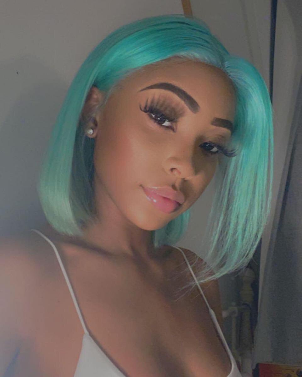 13×4 Short Bob Lace Front Human Hair Wigs Straight Bob Wigs Pre Plcuked Colorful