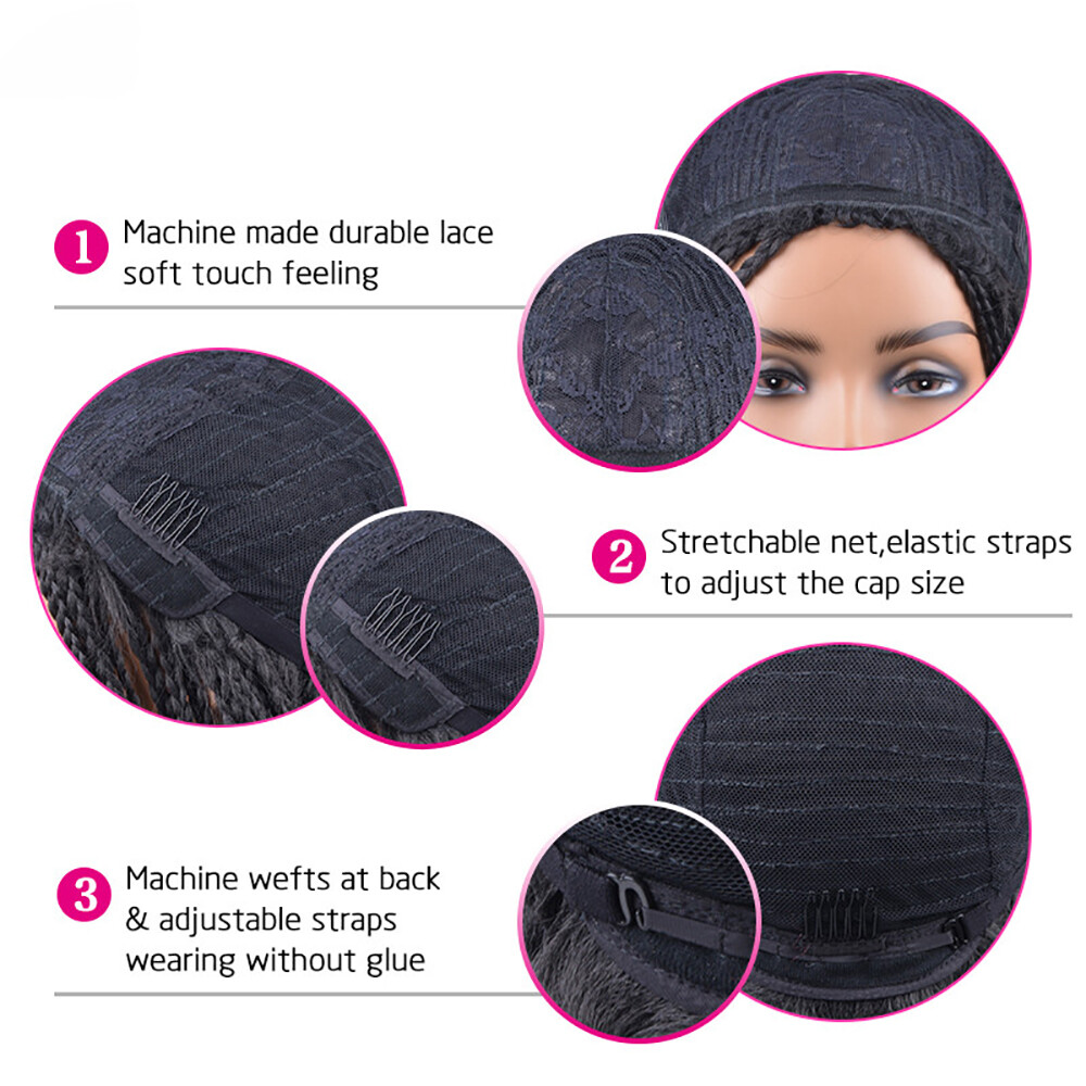 26″ Long Box Braids Wig for Black Women Synthetic Full Braiding Wigs Middle Part