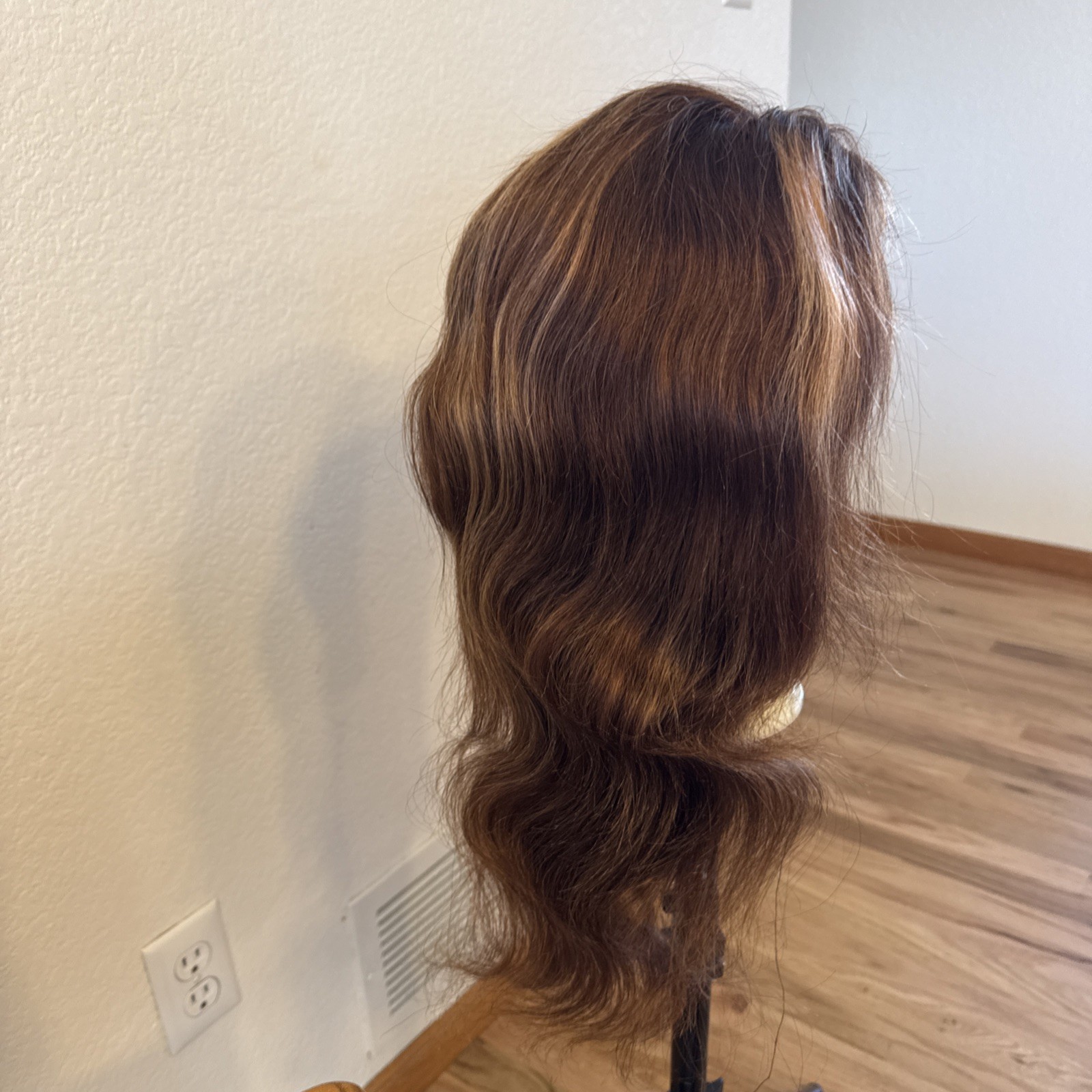 Human Hair Wig | 26 “ Brown | Golden Blonde Highlight’s Lace Cap Very Soft 159