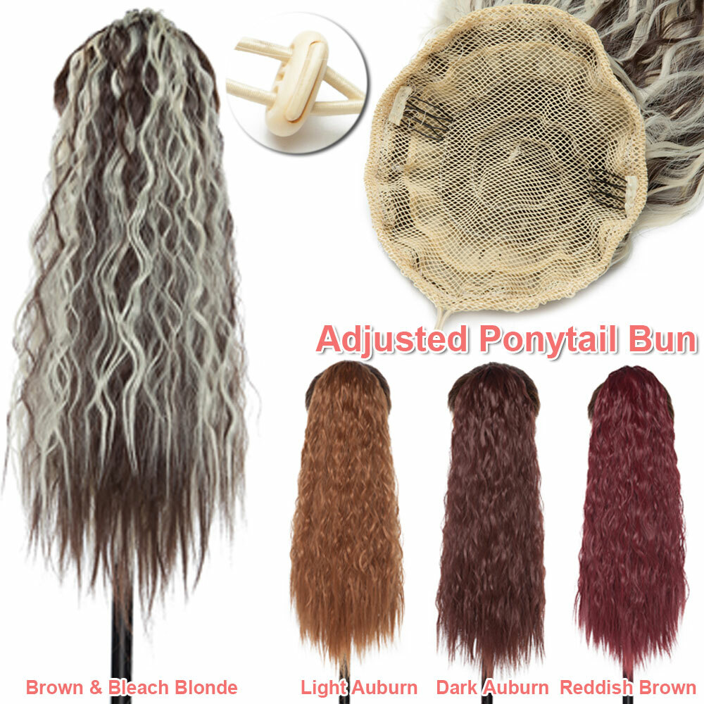 Drawstring Ponytail Long Corn Wave Bun Style Clip In Pony Tail Hair Extensions H