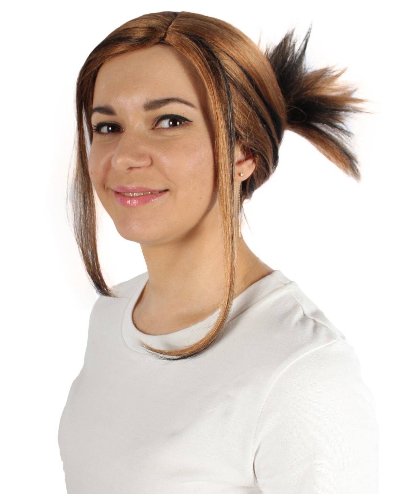 HPO Women’s Brown Rose Wig, Best for Halloween,Flame-retardant Synthetic HW-7108