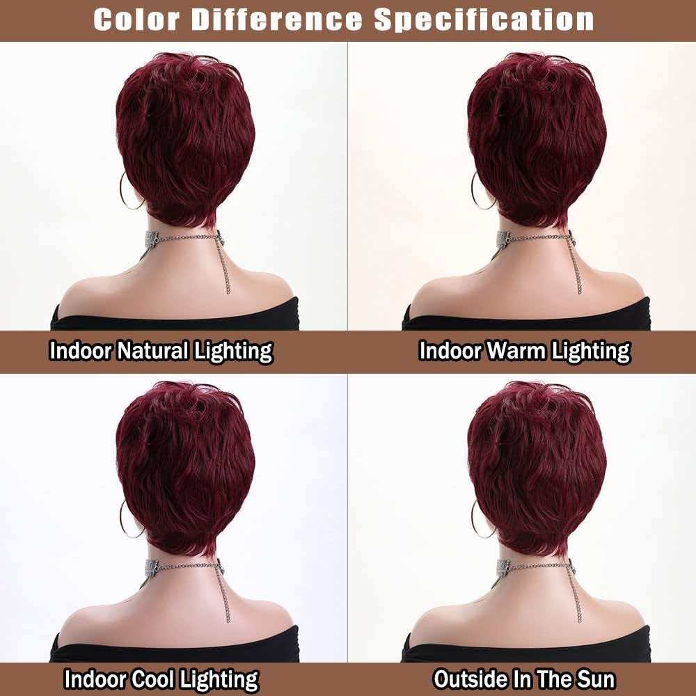 10″ Short Burgundy Women Full Wig Cosplay Party Heat Resistant Synthetic Hair