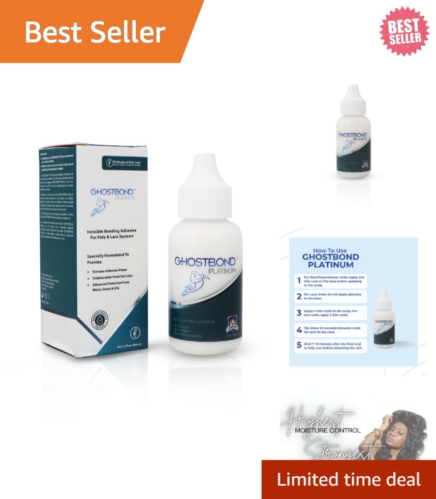 GHOSTBOND Platinum 1.3oz Water-Resistant Wig Glue – Strong Hold for Extreme Heat