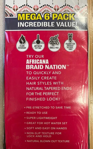 Mayde Africana Braid Nation Pre Stretched Braiding Hair Color T530 24in 6 Pack