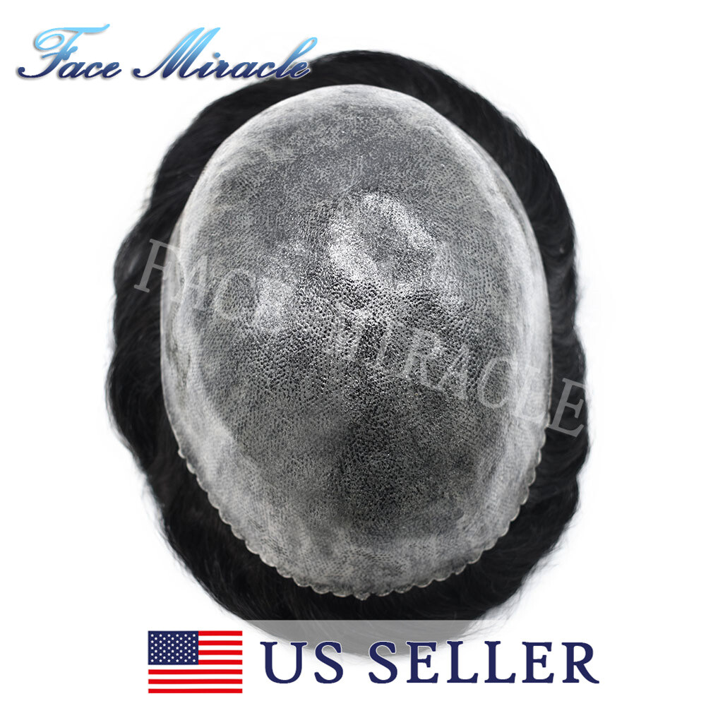 Full PU Toupee for Men Human Hair Replacement Systems Thin Skin Mens Toupee Wigs