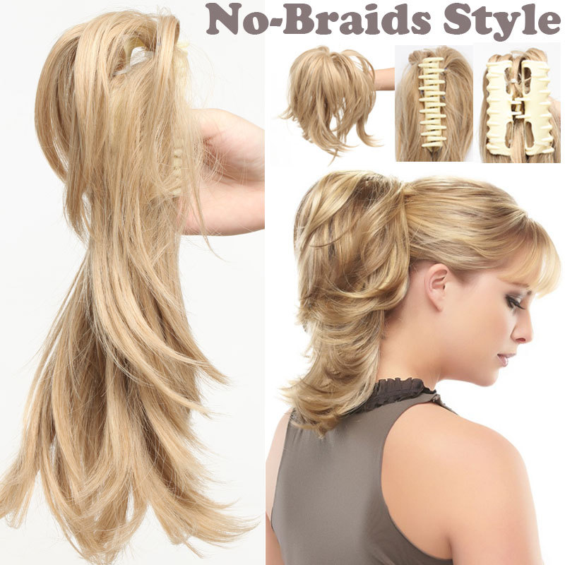 12” Short Straight Layered Bendable Ponytail Jaw Claw Clip In Hair Extension TA