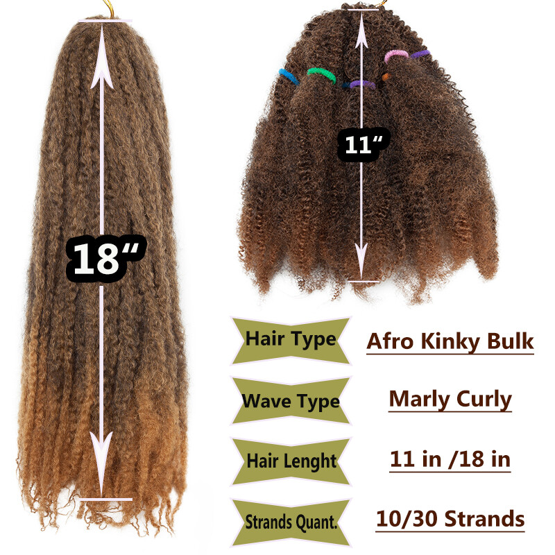 Afro Kinky Bulk Hair Extensions Curl Twist Crochet Braids 100% Natural As Human