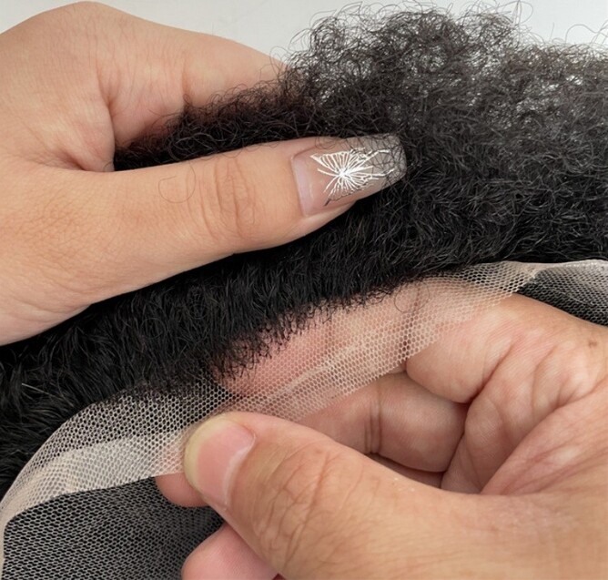 360 Lace Wave Man Toupee Hair 6MM Curly African Black Mens Replacement Hairpiece