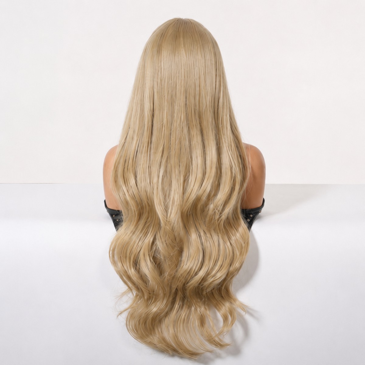 Dress Up Wig With Bangs Long Wavy Light blonde Heat Resistant Hair