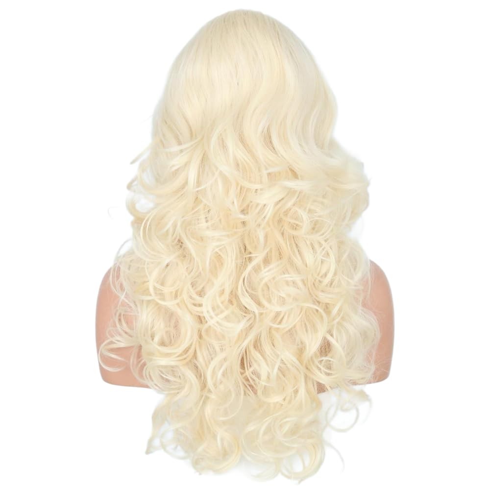 Blonde Bouffant Beehive Wig Long Curly for Women Halloween Costume Wig
