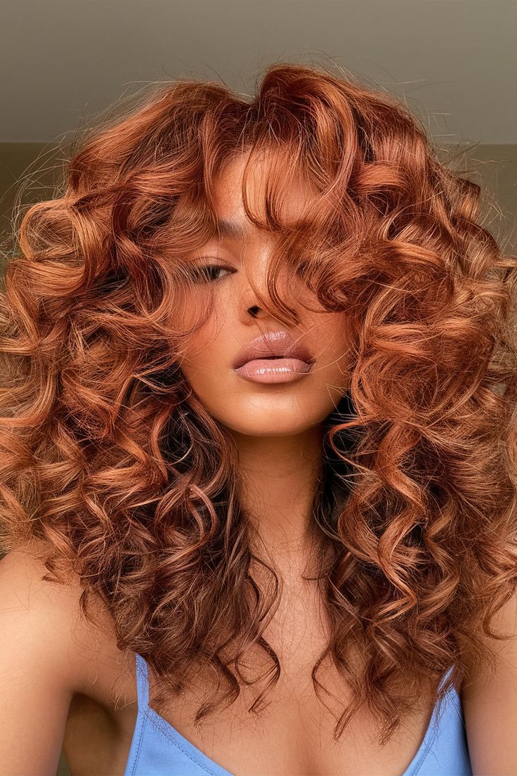 16 Inch Ginger Orange Loose Curly Wigs with Bangs Lace Front Human Hair Wigs