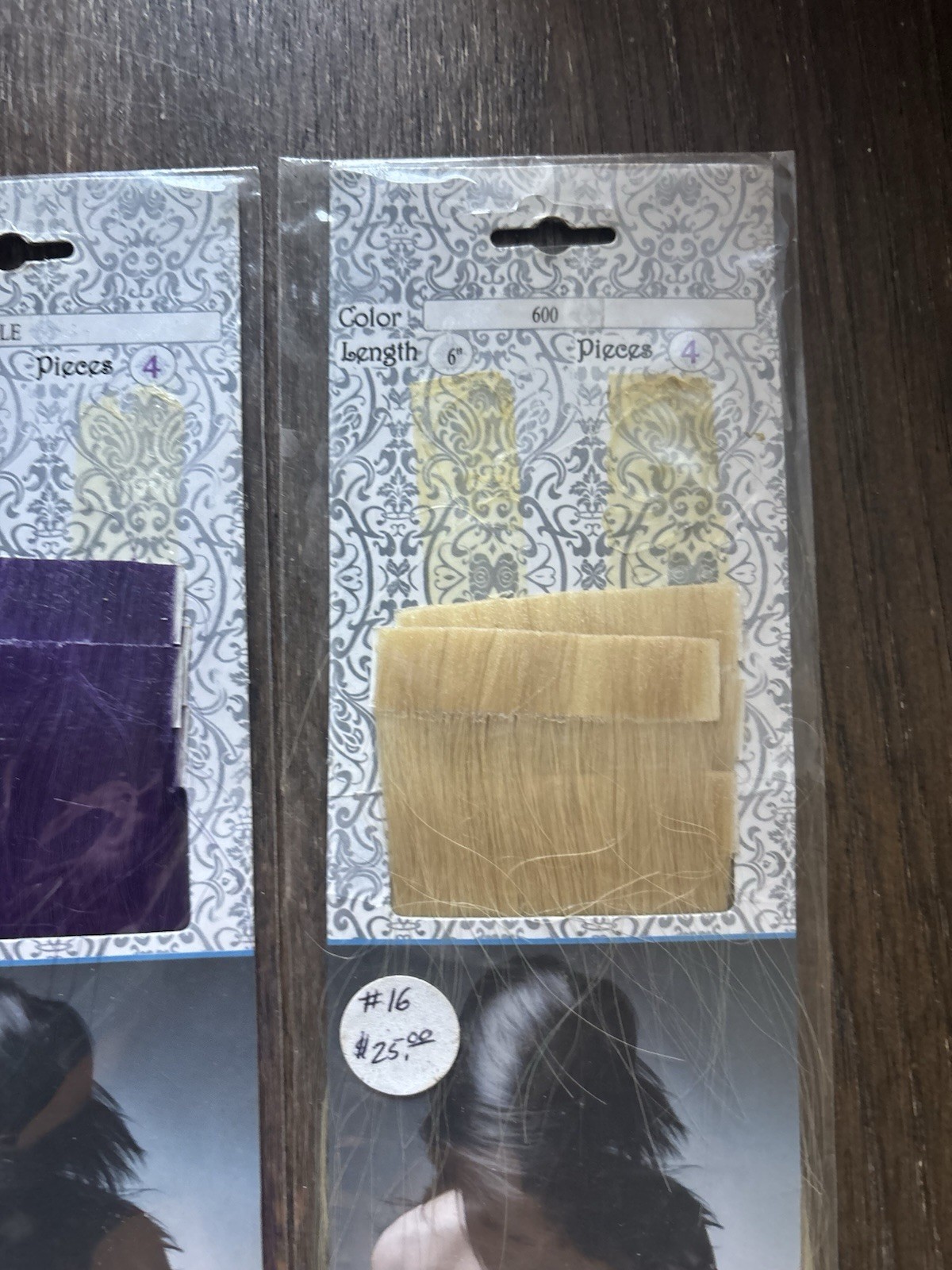 6 Packs of Real Human Hair Extensions (Black, Brown, Blue, Pink, Purple, Blonde)