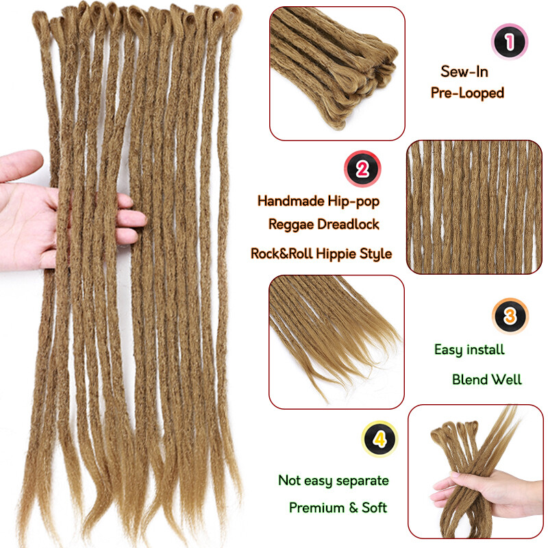 Hip-pop Wool Dreadlocks Crochet Single Ended Braided Hair Extensions Dreads Locs