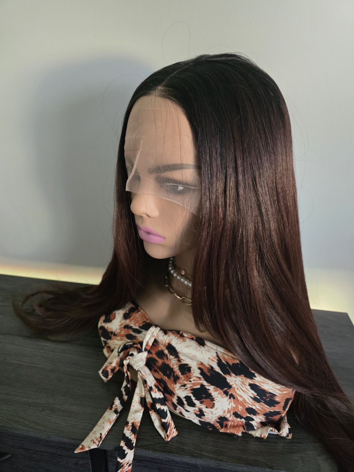 HD Lace Front Wig Human Hair Blend Highlights Wavy Curly Honey BROWN Blonde