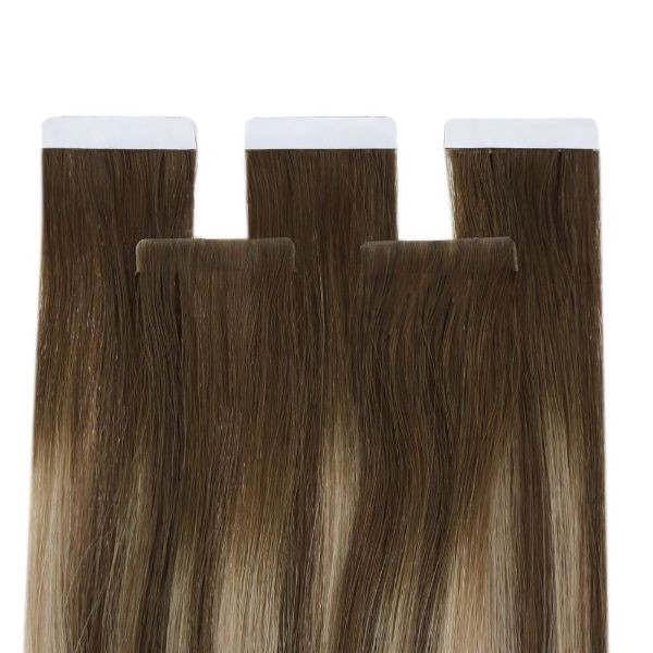 Sunny Hair TAPE-IN 16in Brown/Blonde Straight Human Hair Extensions TP_P4-27 50G