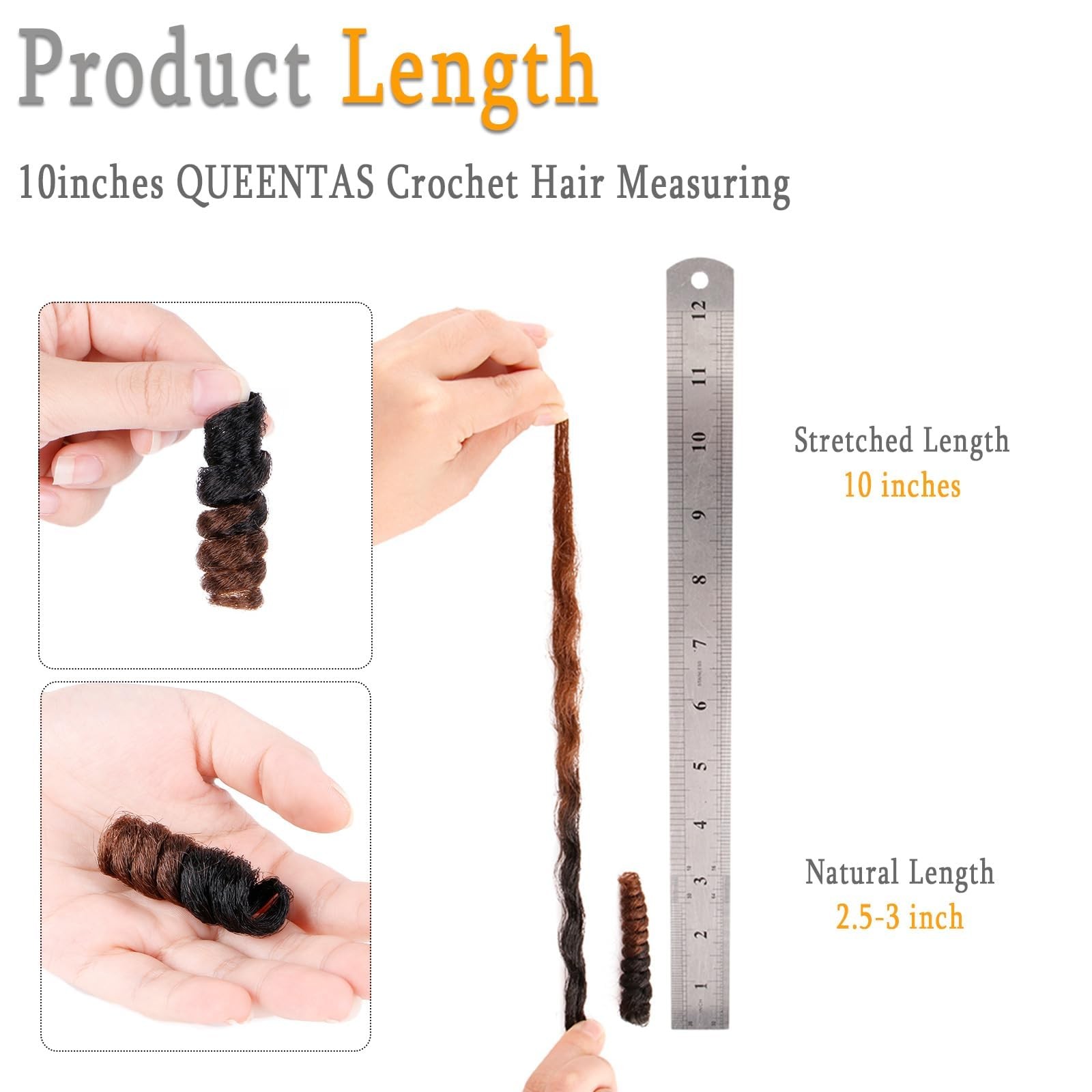 3 Pack 10 Inch Crochet Hair Extensions for Black Women Natural Black/Brown Ea…