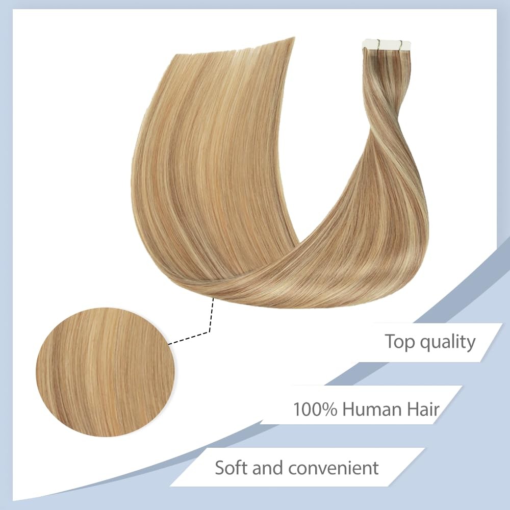 Lakaisa 28 Inch P27/613 Highlight Tape In Extensions Human Hair Honey Blonde