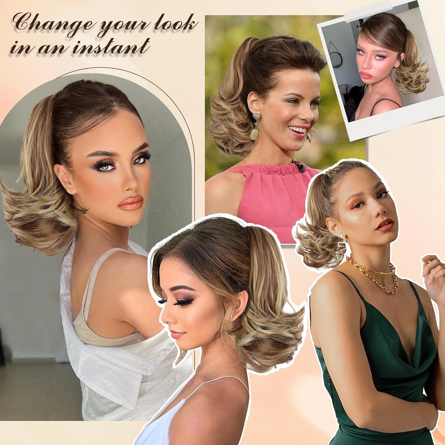 Lady Hairpiece 12″ Real Claw Ponytail Clip In Hair Extensions Pony Tail As Human
