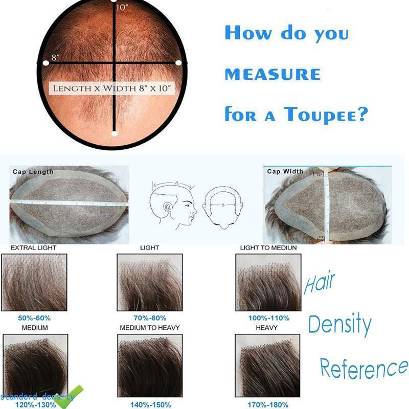 Hand Made Natural Toupee For Men 100% Virgin Human Hair System Hairpieces Skin R