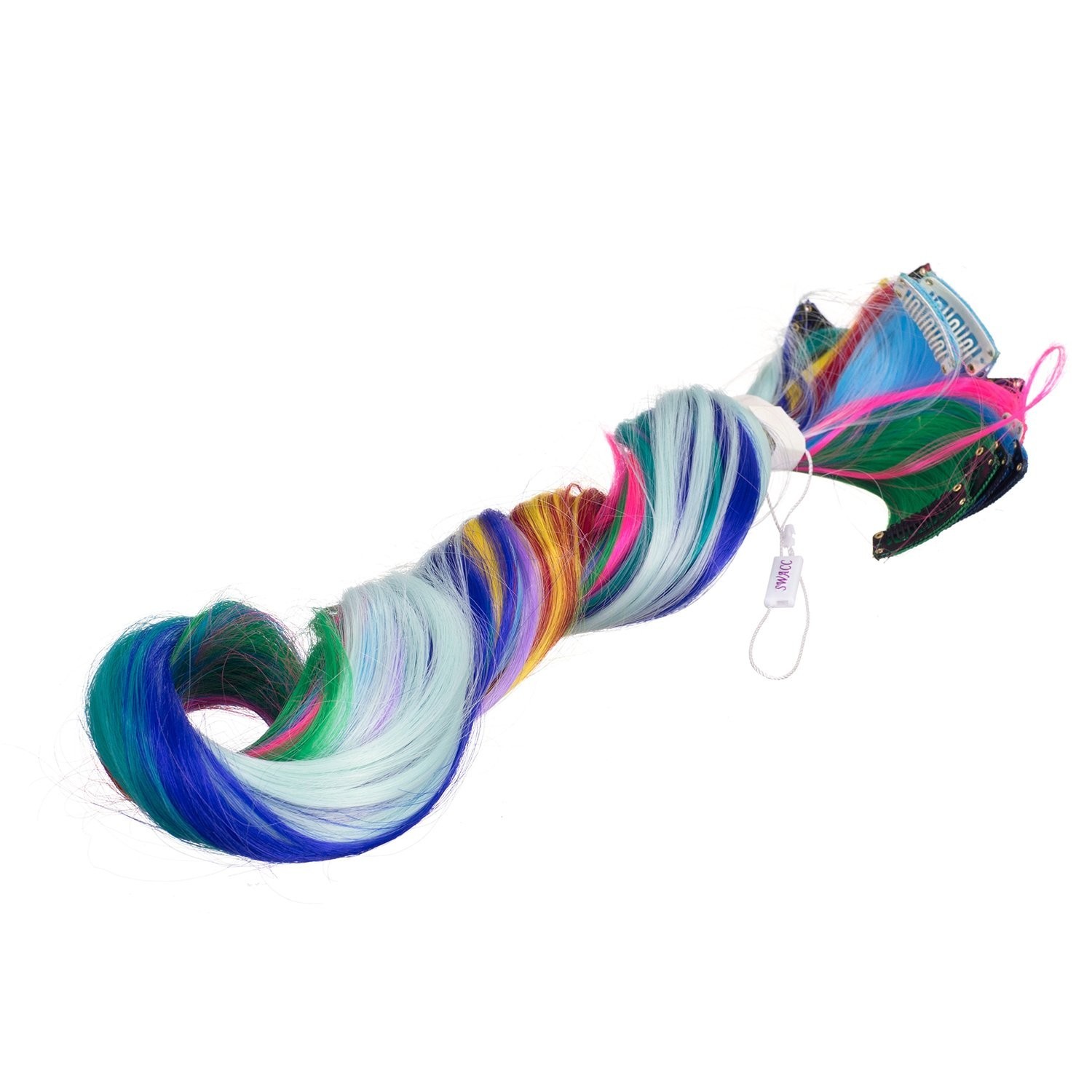 Colored Hair Extensions Clips Set 22 Pieces Multi Colors Wavy Curly Hairpieces