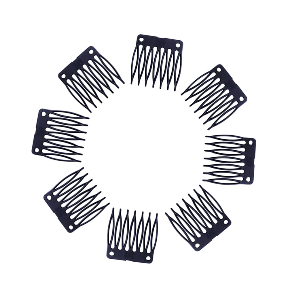 50 PCS Hair Clip Combs for Wigs – 7-Teeth Plastic Combs with Caps, Ideal