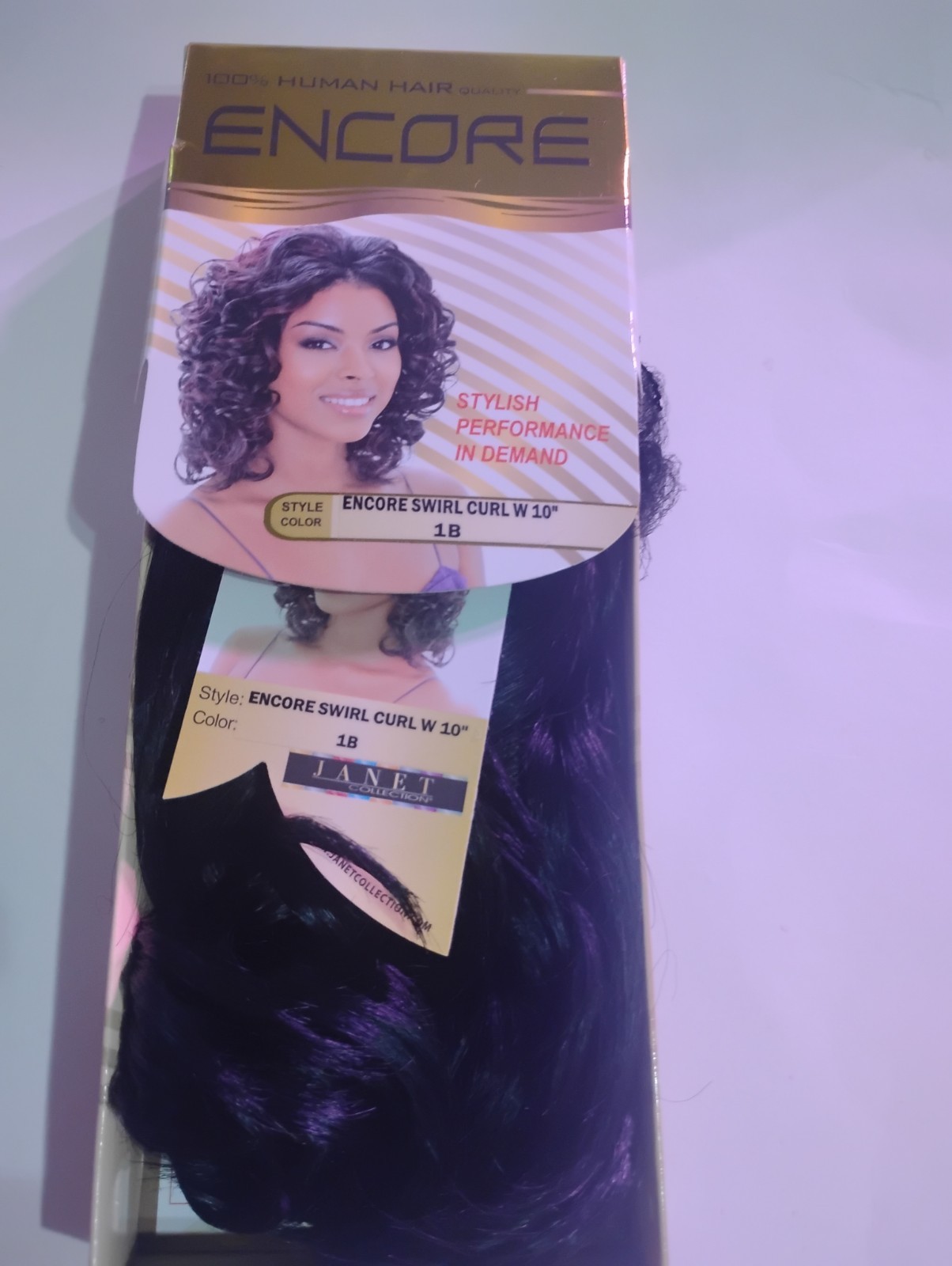 Encore Janet weave 100% Human Hair Quality Collection Swirl Curl 10 Inch 1B