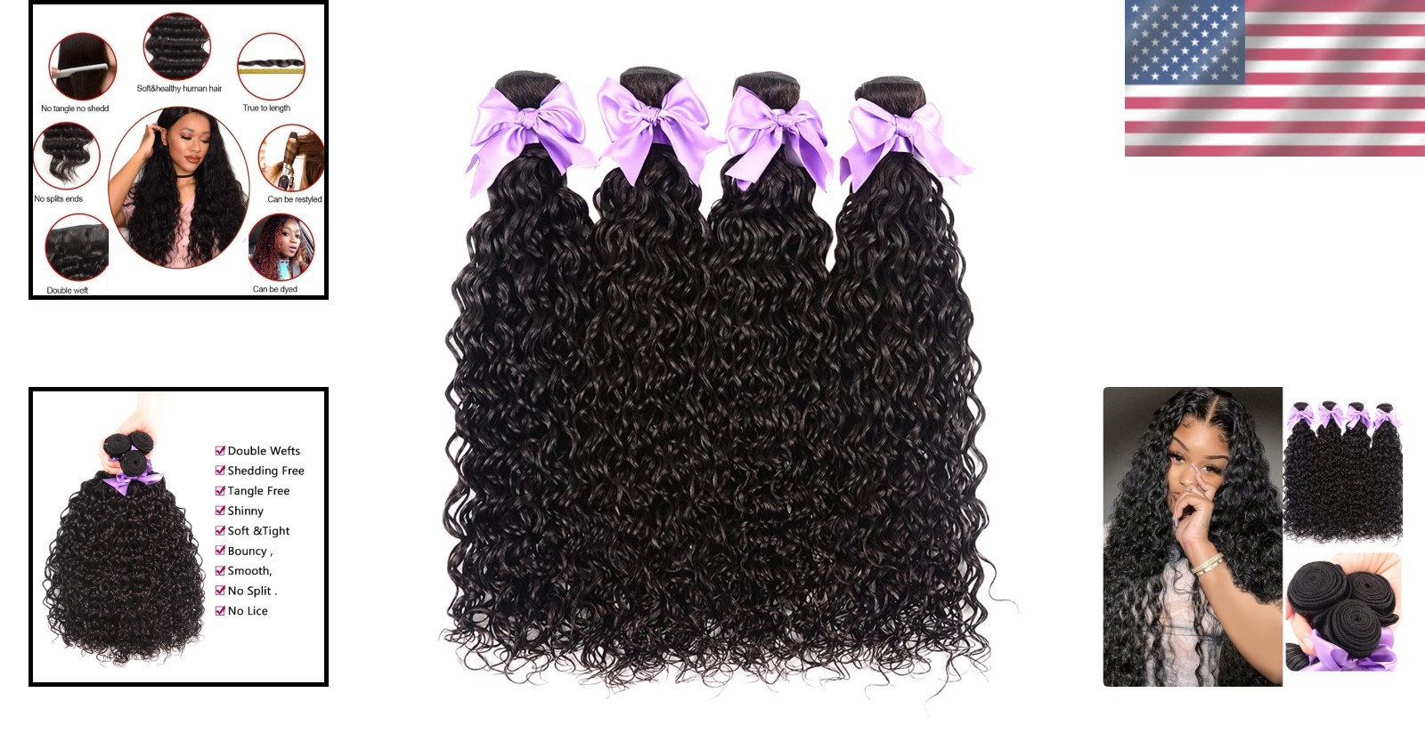 Brazilian Virgin Water Wave Human Hair Bundle Set