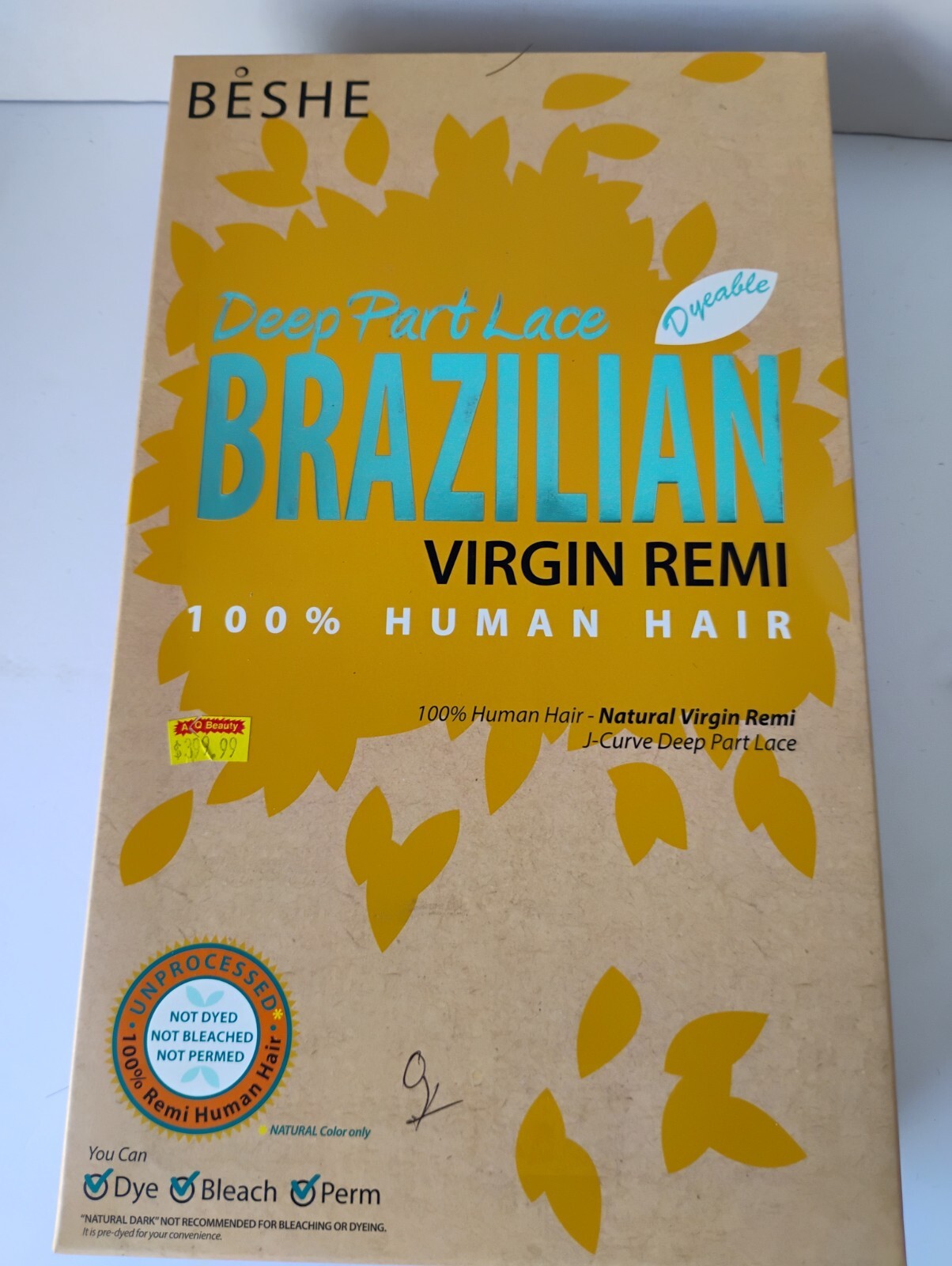 Beshe Brazilian Virgin Remi Human Hair Lace Wig. Natural Black