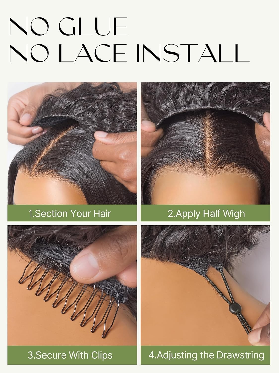 Curly Glueless Half Wig 26 inch Veralux™ Synthetic Fiber & Human Hair Blend