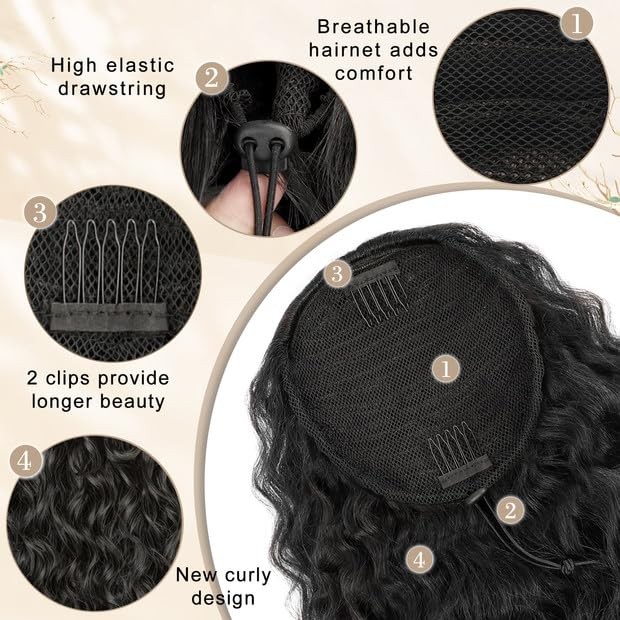 Curly Drawstring Ponytail Extension 18 Inch for Black Women – Easy to Wear
