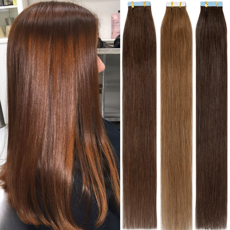 Thick Skin Weft Tape In Remy Human Hair Extensions Full Head 20-60piece PCS 100G