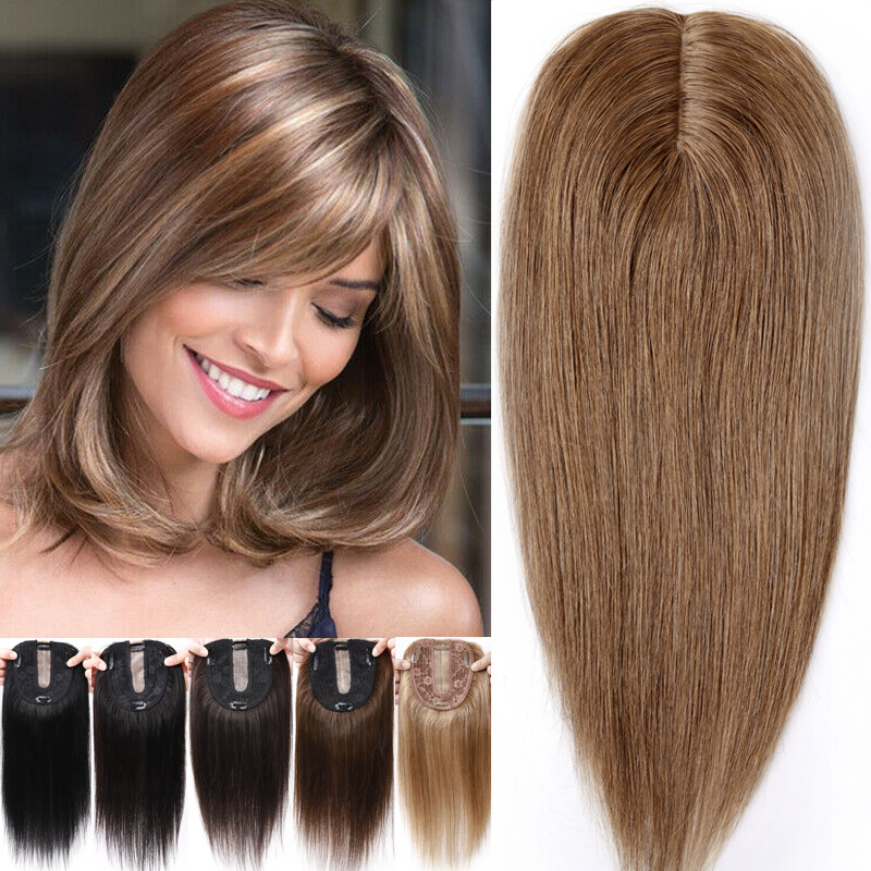 AAA 100% Virgin Remy Human Hair Silk Base Women Topper Hairpiece Toupee Wigs 8″
