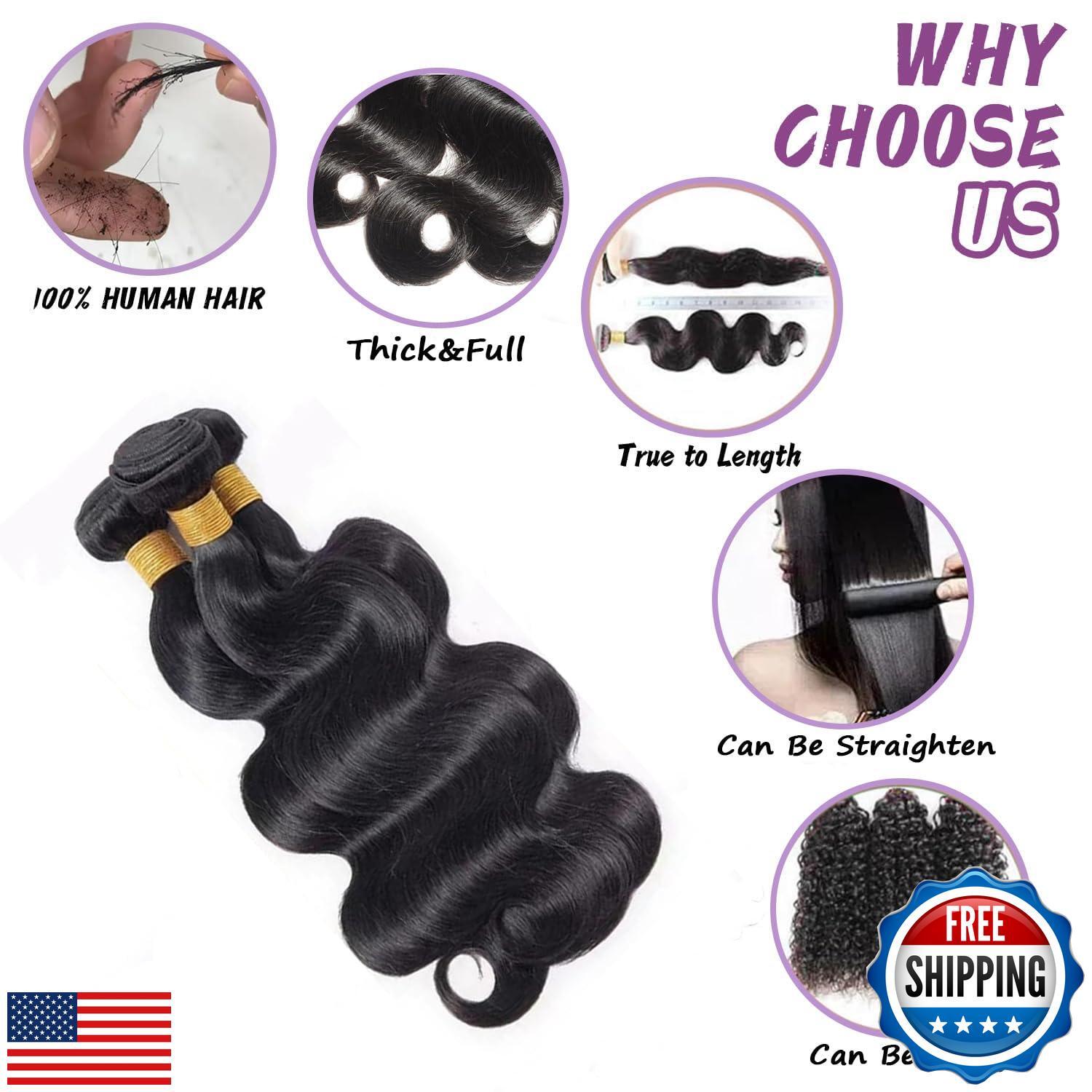 Bundles Human Hair Body Wave 18 20 22 Inch 12A Quick Weave Human Hair Bundles