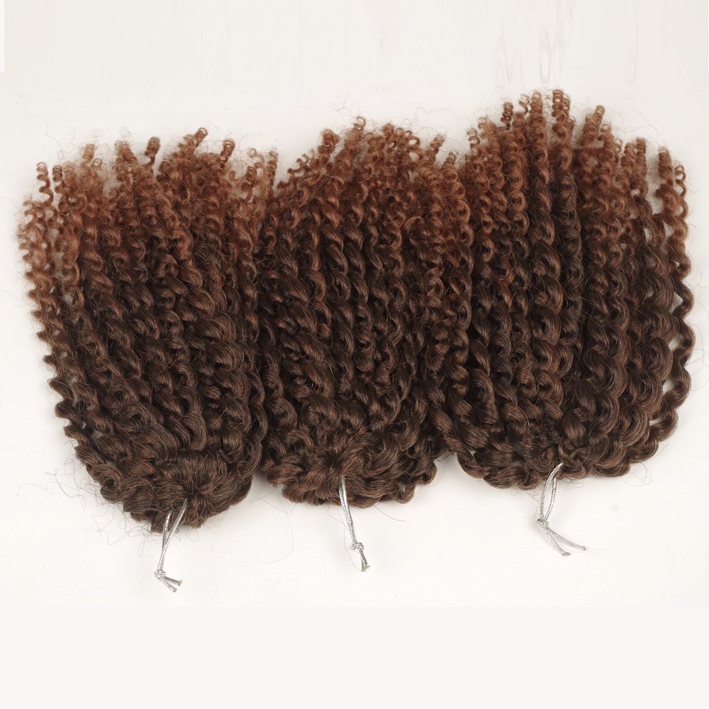 Crochet Hair Short Style Kinky Curly Ombre Color 8Inch 3 little pcs/pack 60ro…
