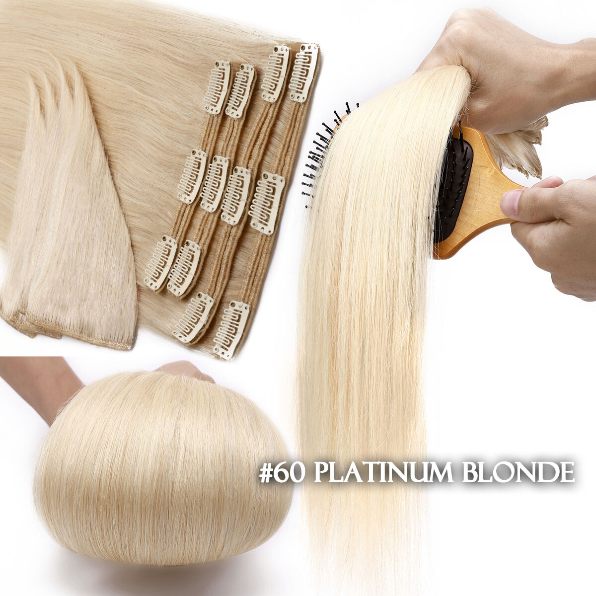 Double Weft Thick Clip In Extensions 100% Human 9A Remy Hair Full Head Highlight