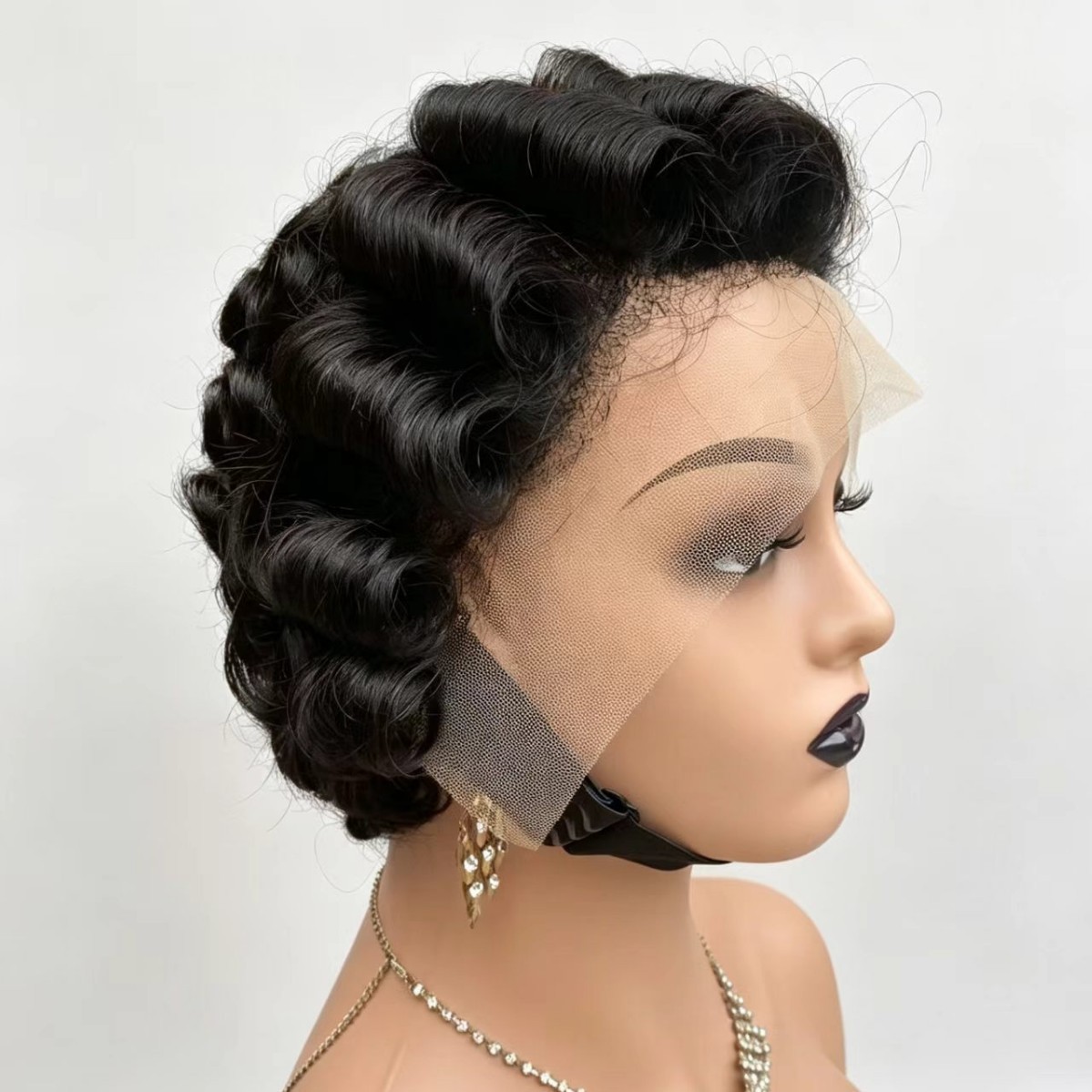 Short Curly Pixie Cut Wig 13×4 Lace Front Human Hair 6 Inch 1B# Black Women Wig